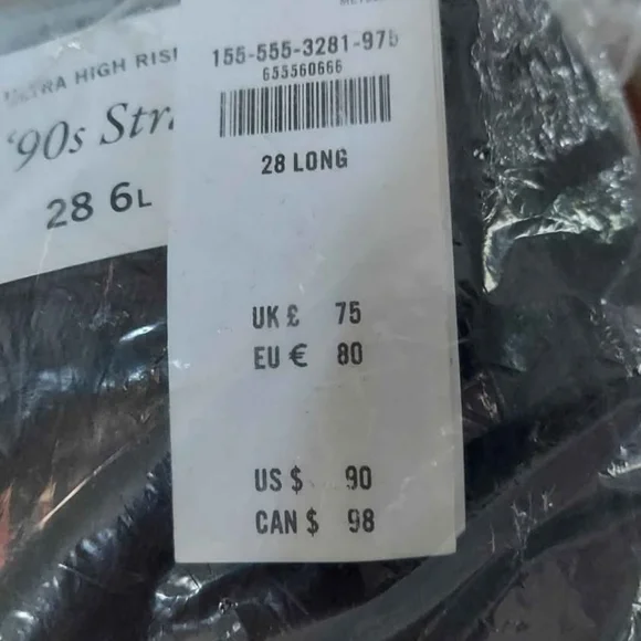 NWT Abercrombie & Fitch Women's Black 90's Straight Jeans ~6L - Picture 6 of 6